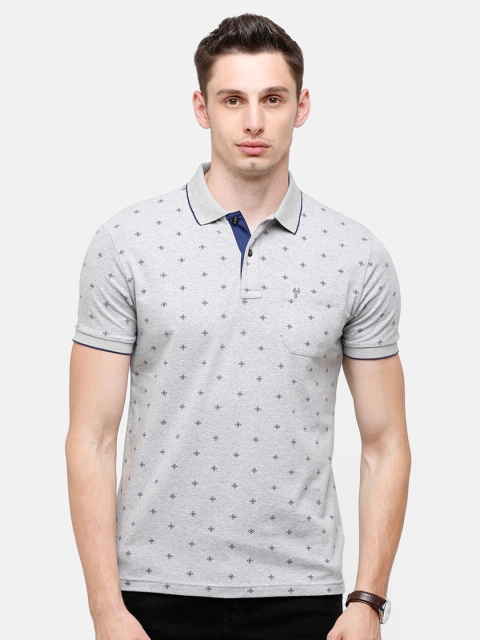 

Classic Polo Men Grey Printed Polo Collar Slim Fit T-shirt