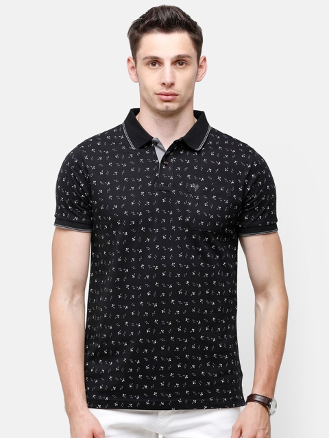 

Classic Polo Men Black Printed Polo Collar Pockets Slim Fit T-shirt