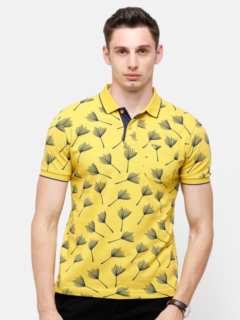 

Classic Polo Men Yellow Printed Polo Collar Pockets Slim Fit T-shirt