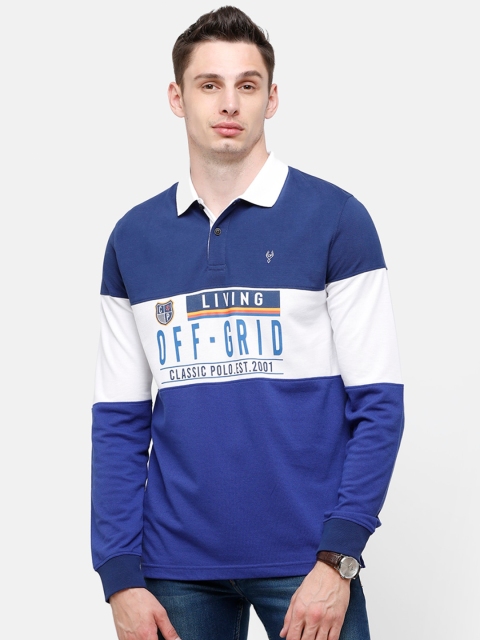 

Classic Polo Men Blue Colourblocked Polo Collar Applique Slim Fit T-shirt