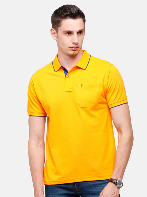 

Classic Polo Men Yellow Polo Collar Pockets Slim Fit T-shirt