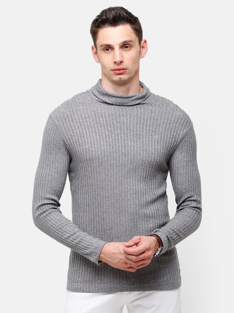 

Classic Polo Men Grey High Neck Pockets Slim Fit T-shirt