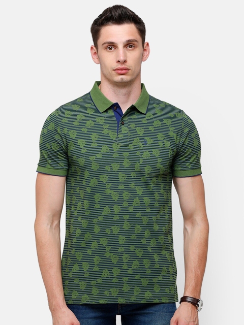 

Classic Polo Men Olive Green Polo Collar Pockets Slim Fit T-shirt