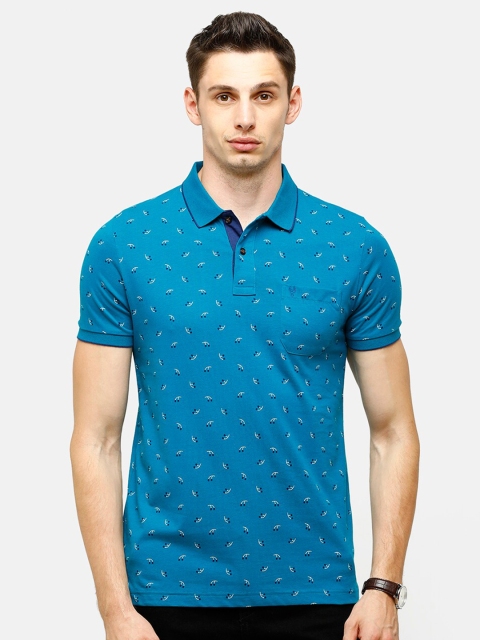 

Classic Polo Men Blue Printed Polo Collar Slim Fit T-shirt