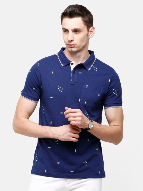 

Classic Polo Men Blue Polo Collar Slim Fit Pure Cotton T-shirt