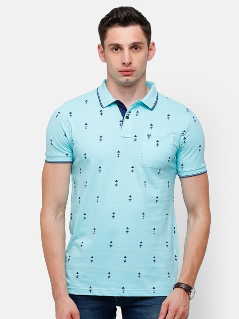 

Classic Polo Men Turquoise Blue Polo Collar Slim Fit Pure Cotton T-shirt