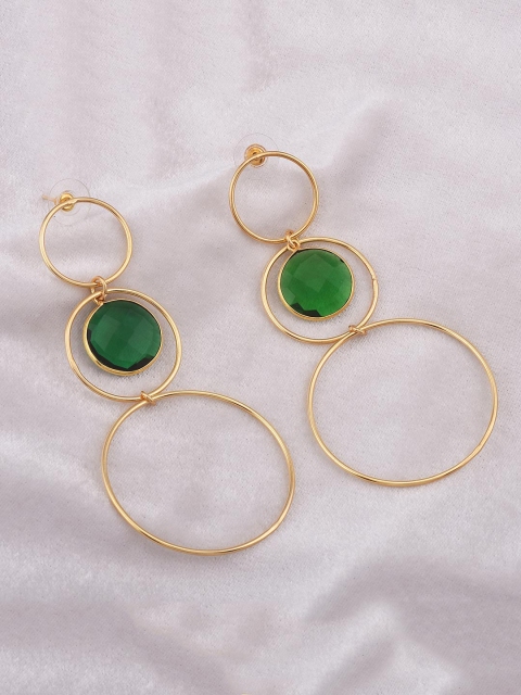 

Tistabene Green Gold-Plated Contemporary Drop Earrings