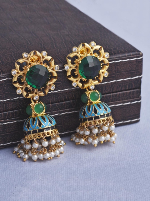 

Tistabene Green Contemporary Jhumkas Earrings