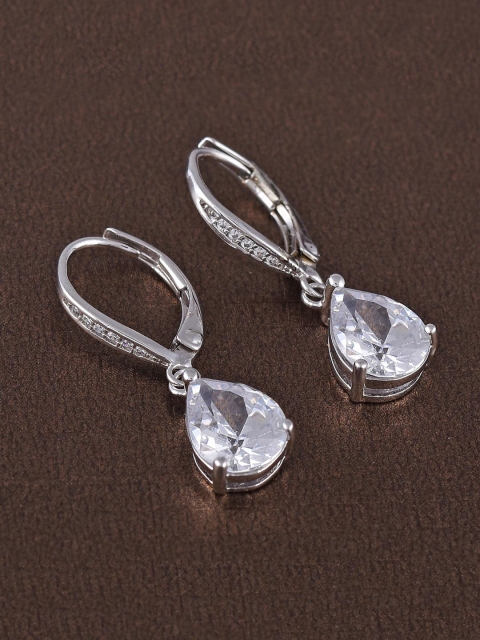 

Tistabene White Rhodium-Plated Contemporary Drop Earrings