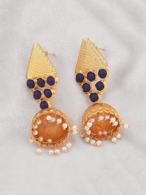 

Tistabene Blue Contemporary Gold-Plated Jhumka Earrings