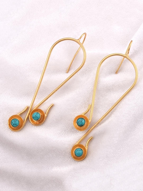 

Tistabene Blue & Gold-Toned Gold-Plated Contemporary Drop Earrings