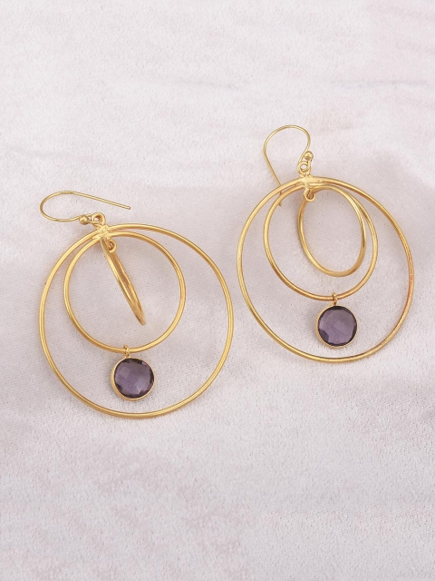 

Tistabene Purple Gold-Plated Contemporary Concentric Rings Drop Earrings