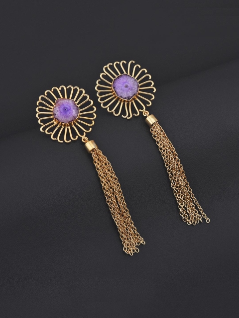 

Tistabene Purple Gold-Plated Contemporary Drop Earrings