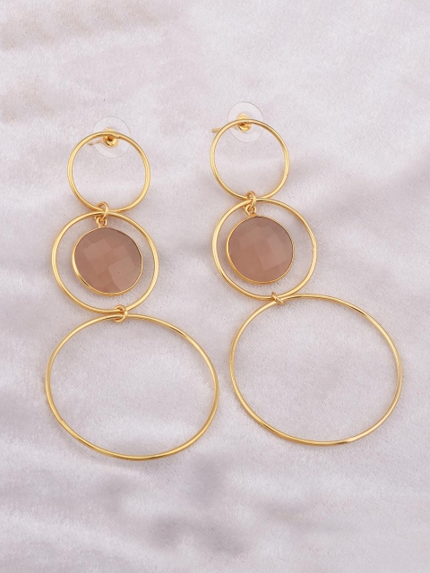 

Tistabene Brown Contemporary Gold-Plated Drop Earrings