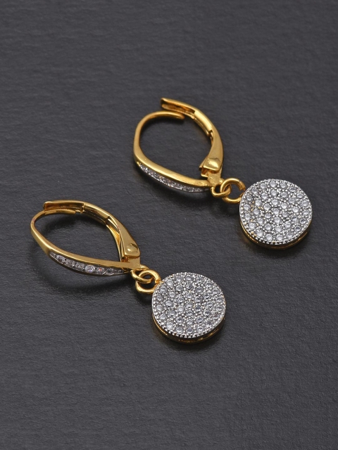 

Tistabene White & Gold-Toned Gold-Plated Contemporary Drop Earrings