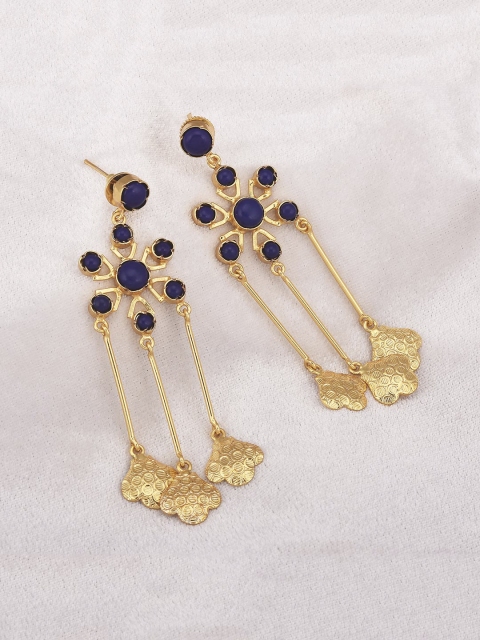 

Tistabene Blue Contemporary Indo Western Colored Stones Dangler Earrings