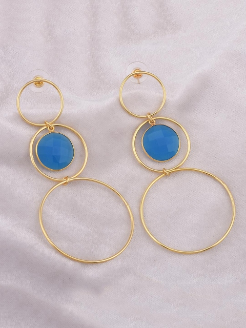 

Tistabene Blue Gold-Plated Contemporary Drop Earrings