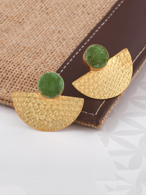 

Tistabene Green & Gold-Toned Gold-Plated Contemporary Drop Earrings