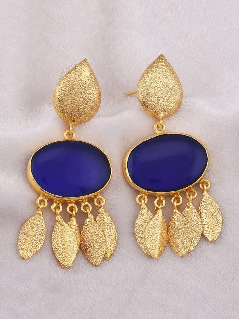 

Tistabene Navy Blue Gold-Plated Contemporary Drop Earrings
