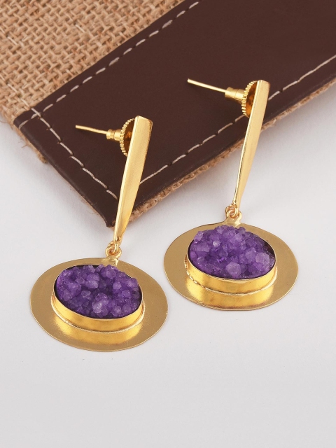 

Tistabene Purple Contemporary Gold-Plated Drop Earrings