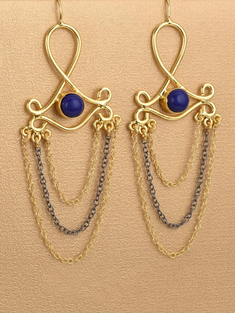 

Tistabene Blue Contemporary Gold-Plated Drop Earrings