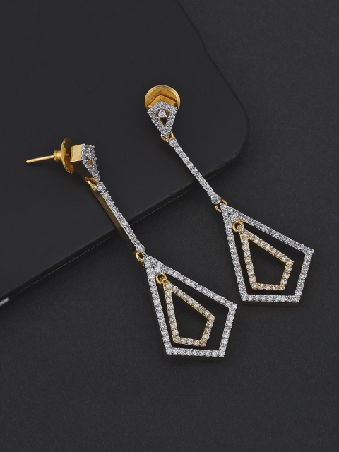 

Tistabene White Gold-Plated American Diamonds Drop Earrings