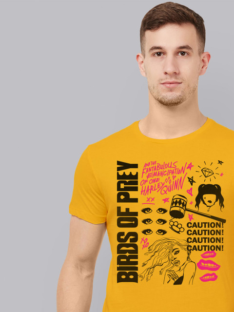 

Free Authority Men Yellow Birds Of Prey Printed T-shirt