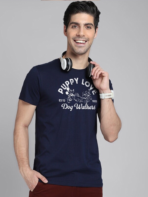

Free Authority Mickey & Friends Men Navy Blue & White Printed Pure Cotton T-shirt