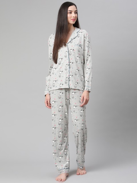 

Marks & Spencer Women Grey Printed Night suit