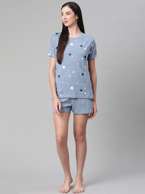 

Marks & Spencer Women Blue Printed Night suit
