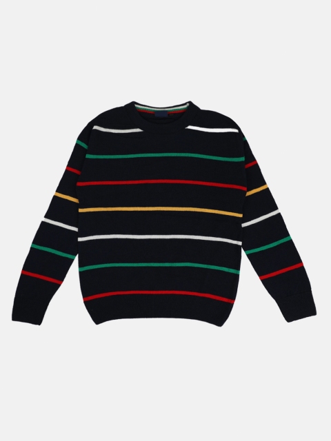 

CHIMPRALA Boys Navy Blue & White Striped Pullover