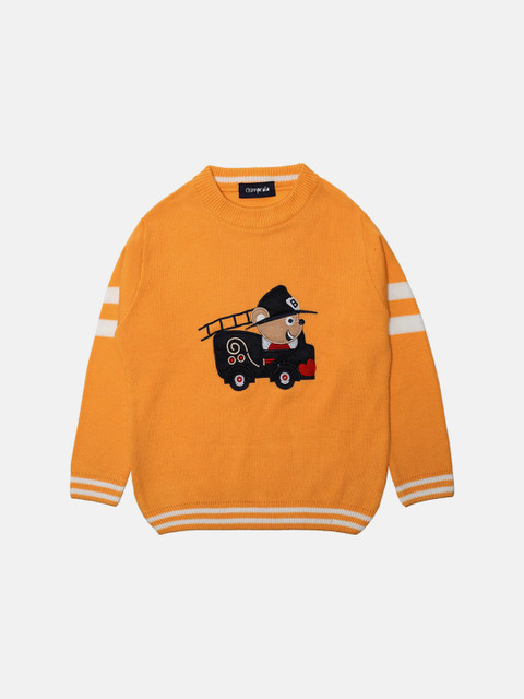 

CHIMPRALA Boys Yellow & Black Embroidered Pullover