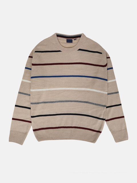 

CHIMPRALA Boys Beige & Maroon Wool Striped Pullover