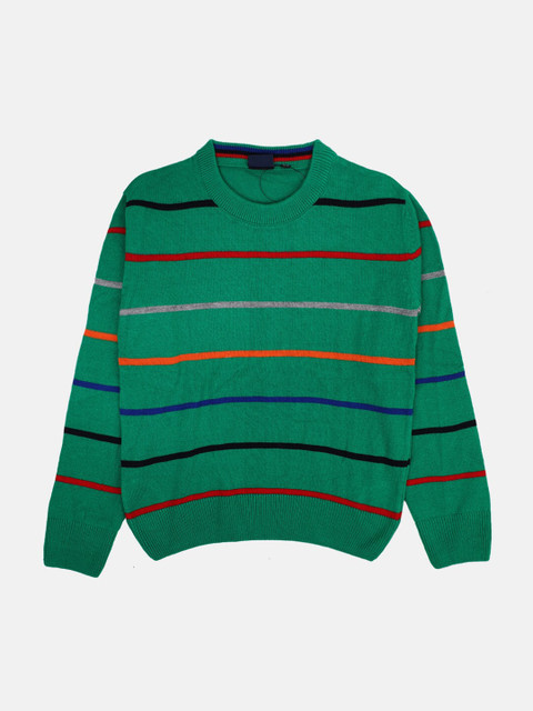 

CHIMPRALA Boys Green & Red Striped Pullover