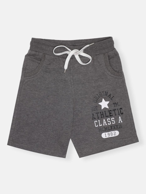 

CHIMPRALA Boys Grey & Black Pure Cotton Printed Regular Shorts