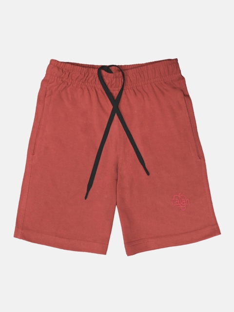 

CHIMPRALA Boys Peach-Coloured Solid Cotton Regular Shorts
