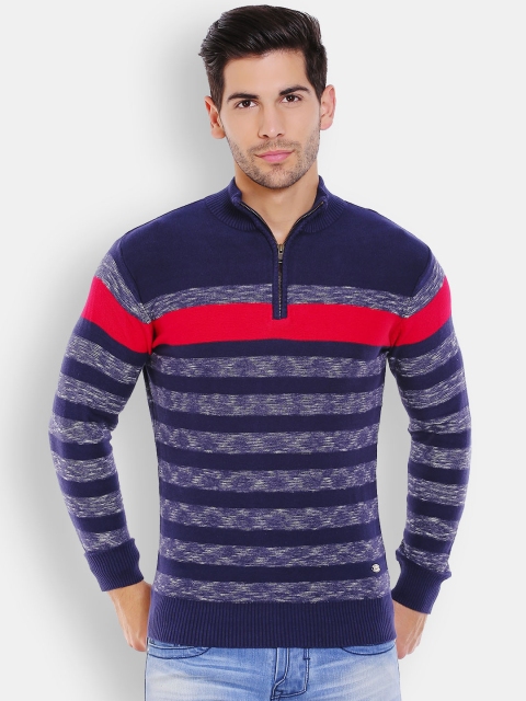 

Status Quo Navy & Red Striped Sweater, Navy blue