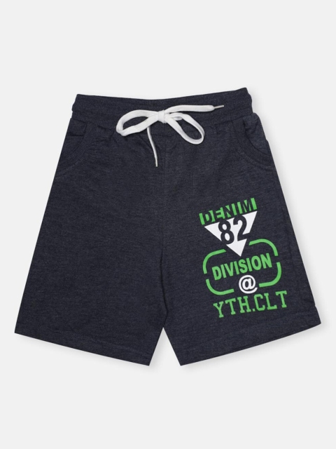 

CHIMPRALA Boys Navy Blue Printed Cotton Regular Shorts