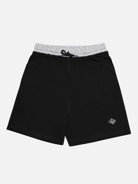 

CHIMPRALA Boys Black Cotton Solid Regular Shorts