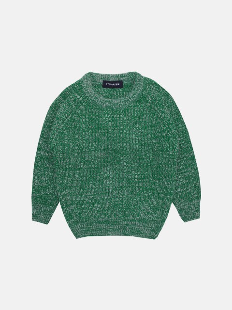 

CHIMPRALA Boys Olive Green & White Pullover