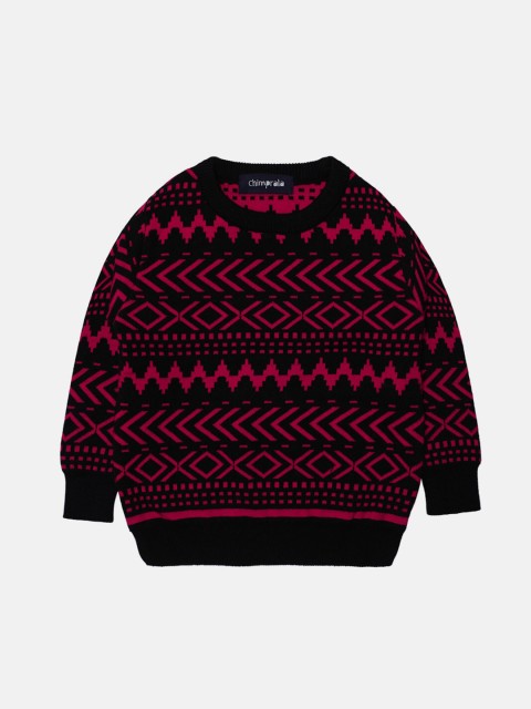 

CHIMPRALA Boys Black & Pink Printed Pullover