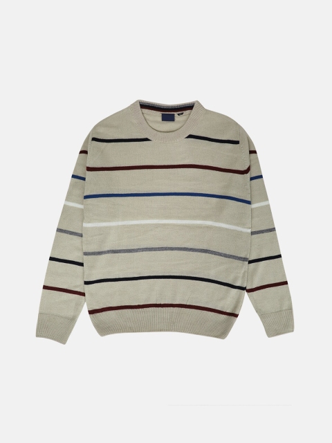 

CHIMPRALA Boys Grey & Blue Striped Woolen Pullover