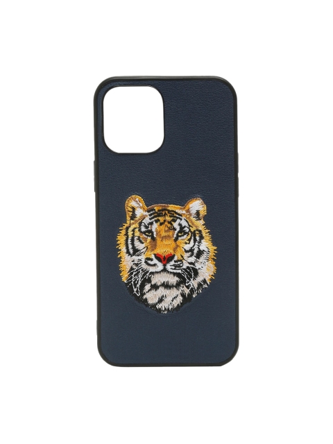 

TREEMODA Blue & Yellow Tiger Printed Leather IPhone 12 Pro Max Back Case