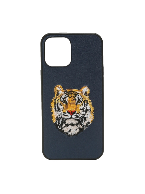 

TREEMODA Blue & Yellow Tiger Printed Leather iPhone 12 Pro Back Case