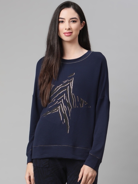 

Marks & Spencer Women Navy Blue Sweatshirt