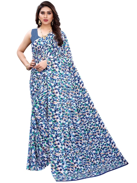 

KALINI Blue & White Floral Saree