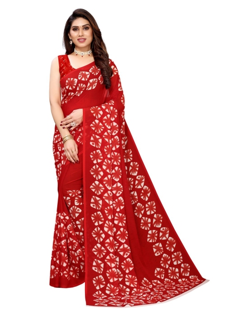 

KALINI Red & White Printed Saree