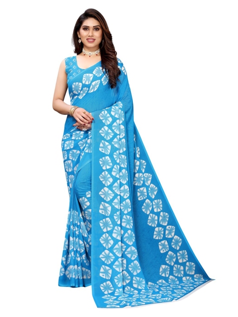 

KALINI Blue & White Bandhani Saree