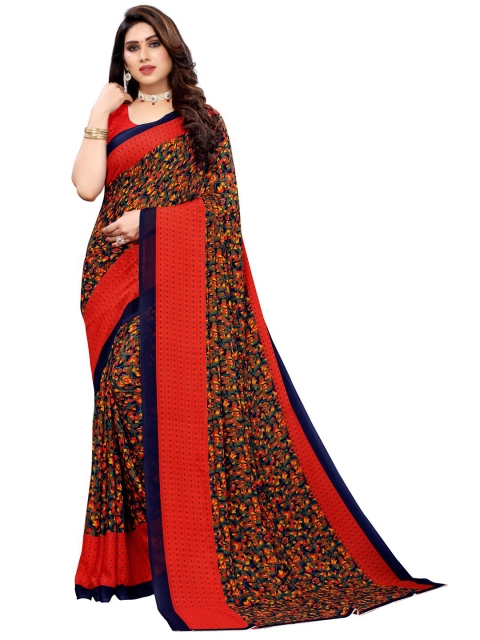 

KALINI Red & Blue Floral Saree