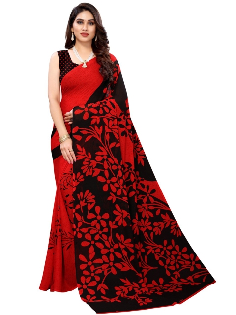 

KALINI Red & Black Floral Saree
